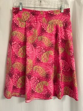 Women’s Pink Paisley Print A-Line Pull on Skirt